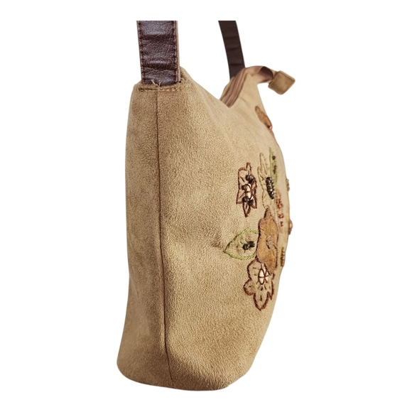 Vintage Cappelli Straworld Floral Beaded Faux Suede Shoulder Bag 2003 - Picture 4 of 14